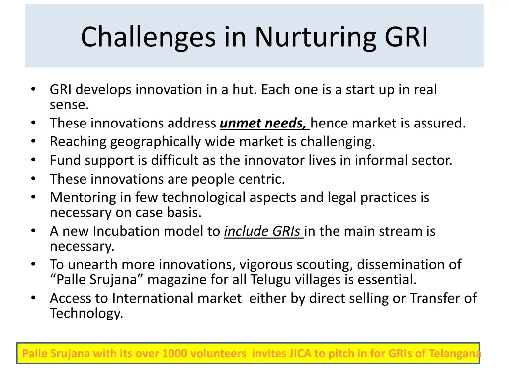 challenges in nurturing gri