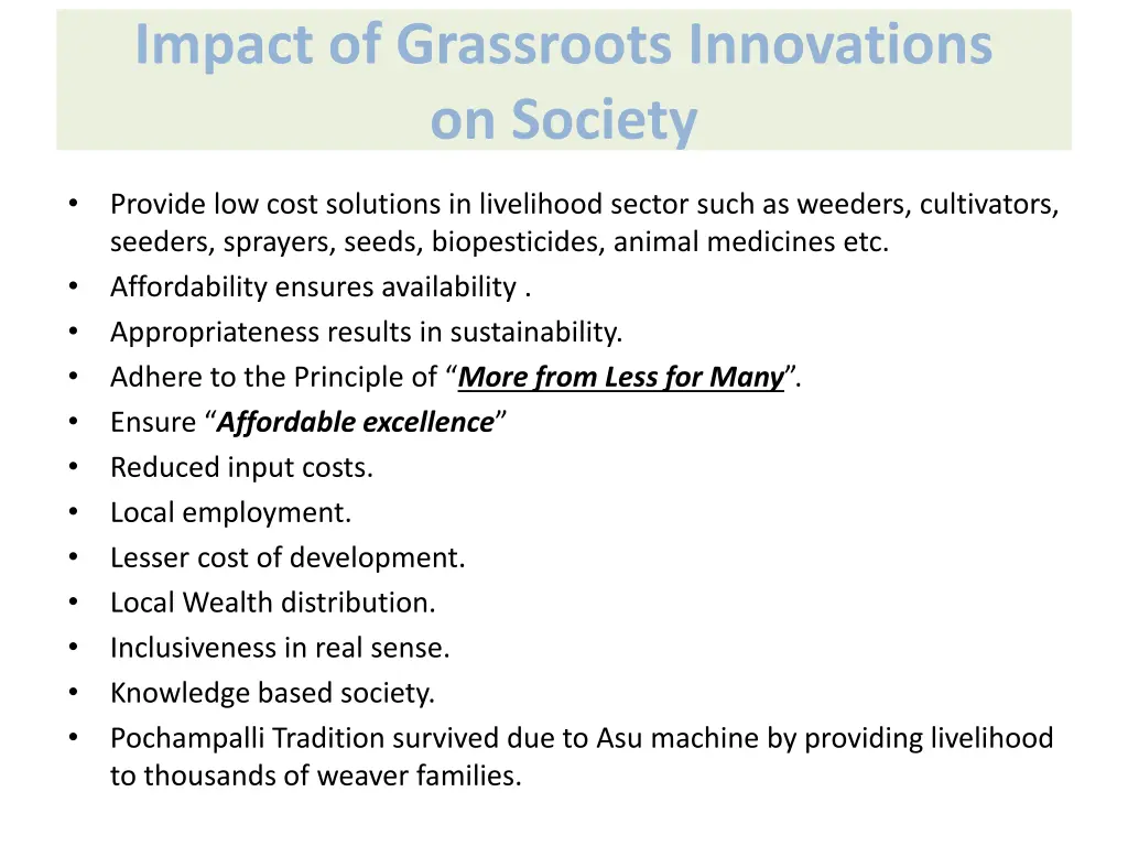 impact of grassroots innovations on society