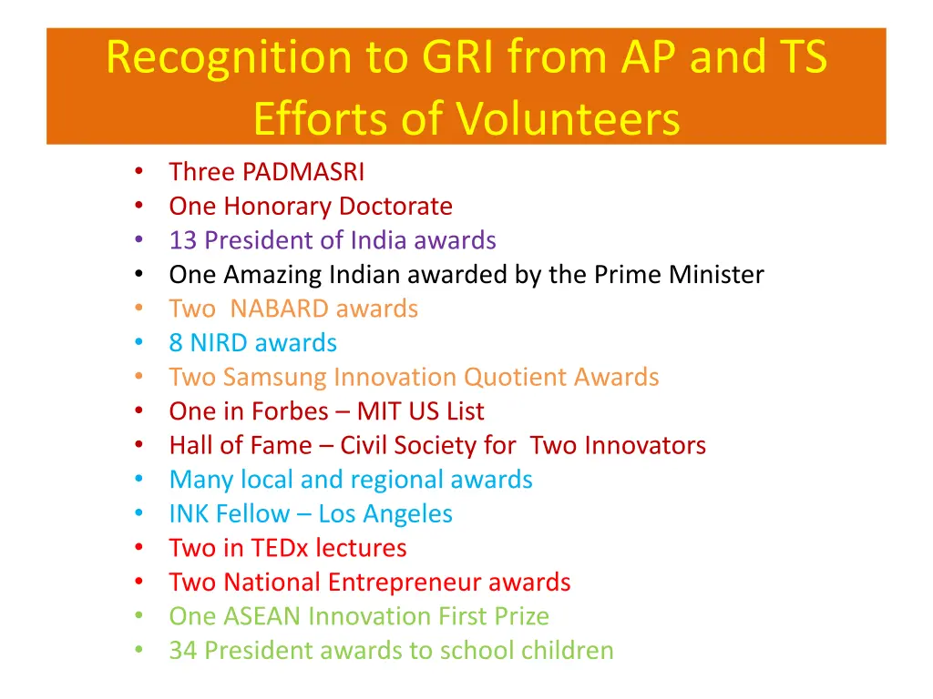 recognition to gri from ap and ts efforts