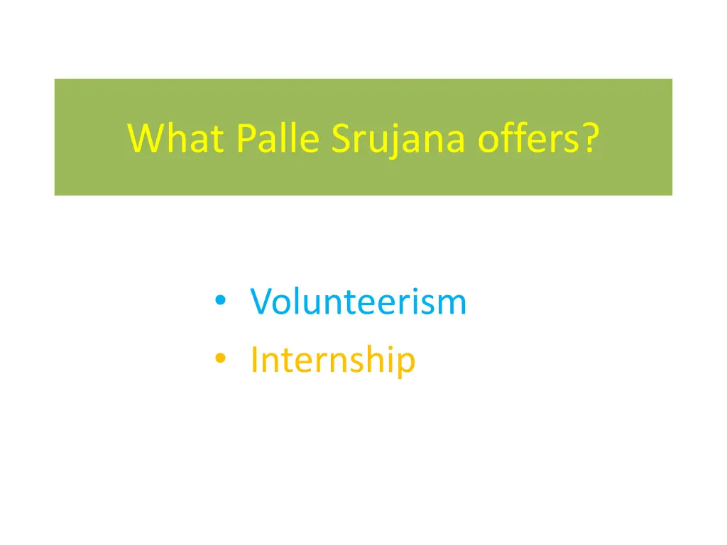 what palle srujana offers