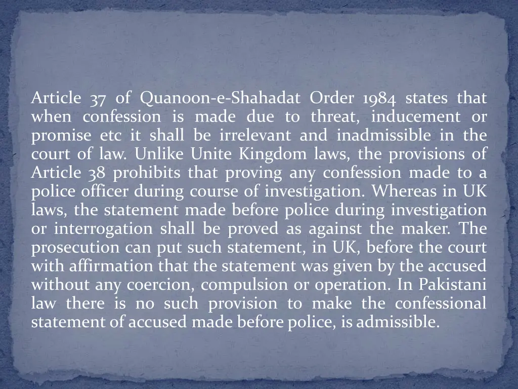 article 37 of quanoon e shahadat order 1984