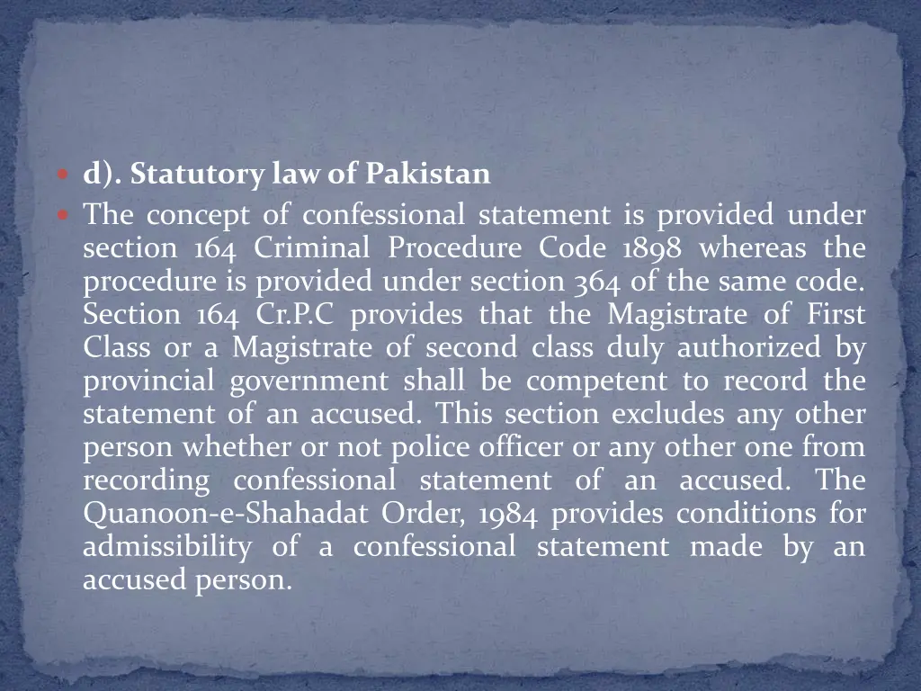 d statutory law of pakistan the concept