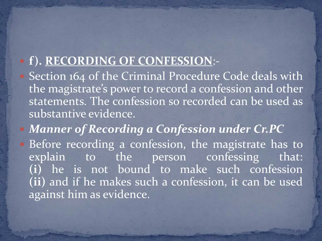 f recording of confession section