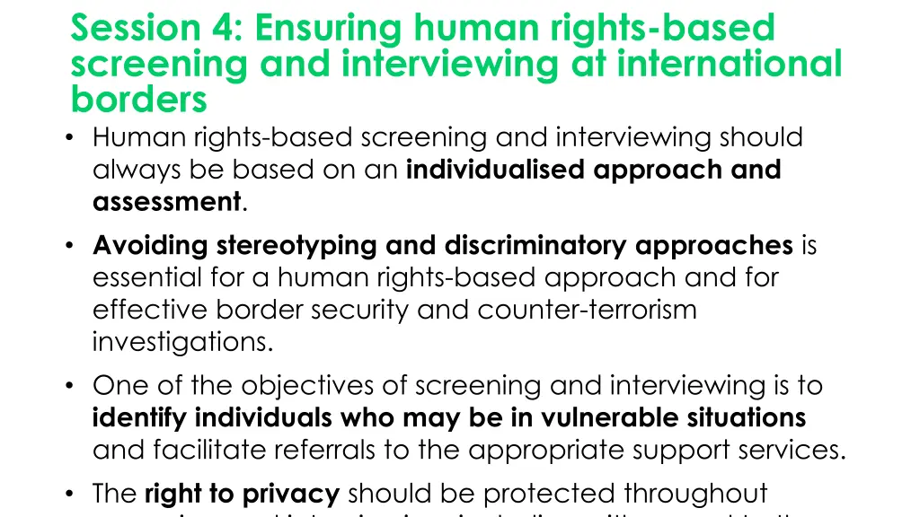 session 4 ensuring human rights based screening