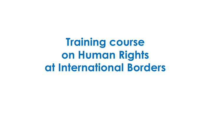 training course on human rights at international