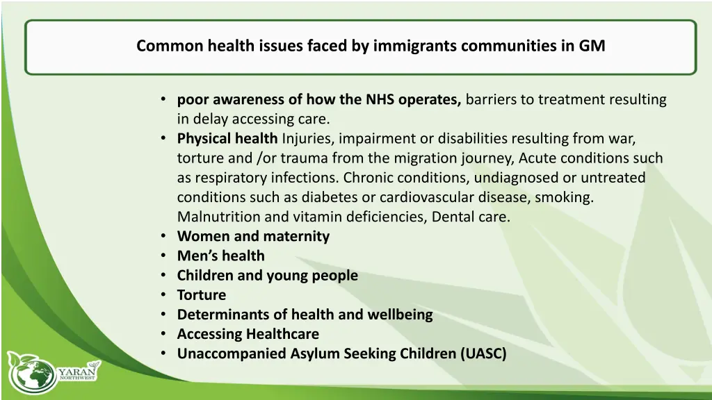 common health issues faced by immigrants