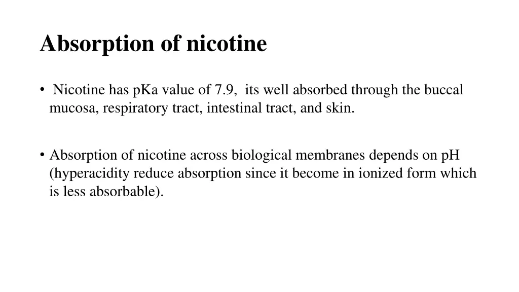 absorption of nicotine