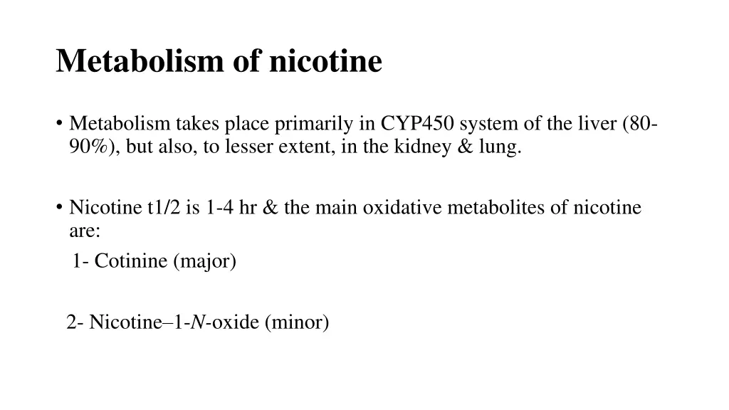 metabolism of nicotine