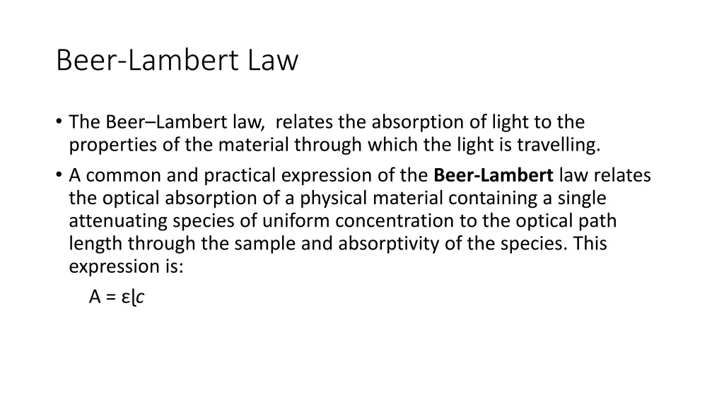 beer lambert law