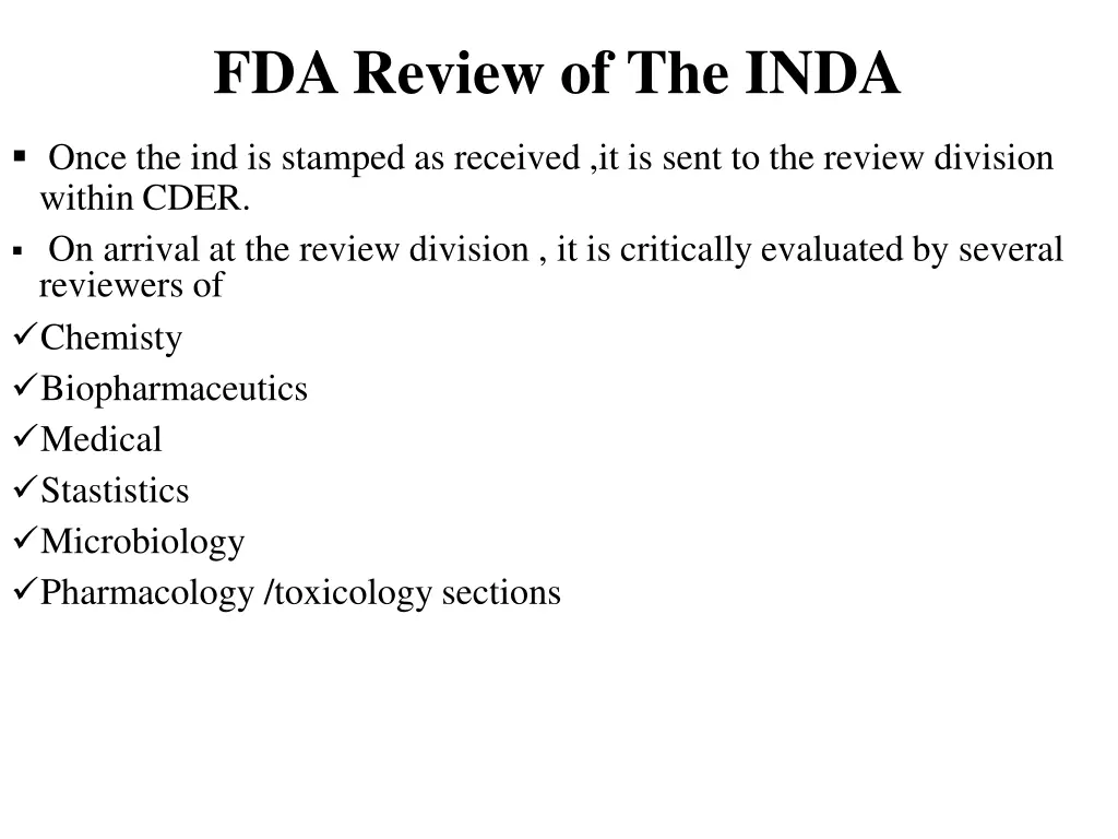 fdareview of the inda