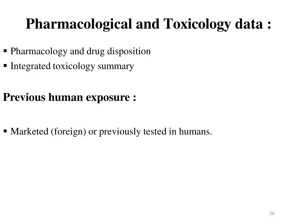 pharmacological and toxicology data