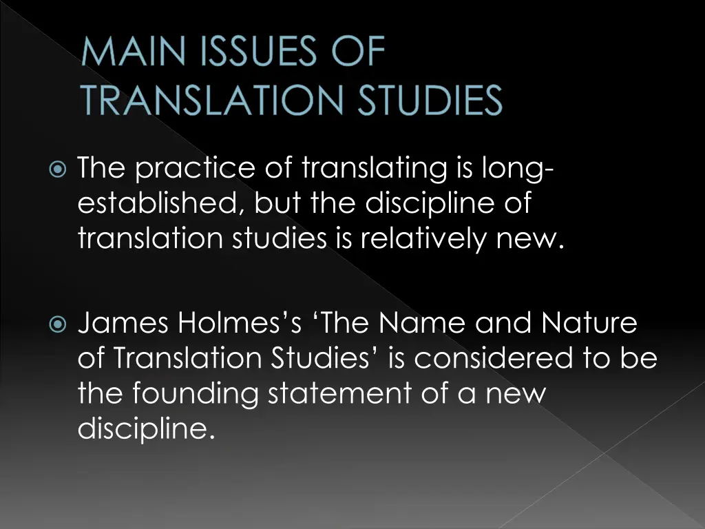 main issues of translation studies