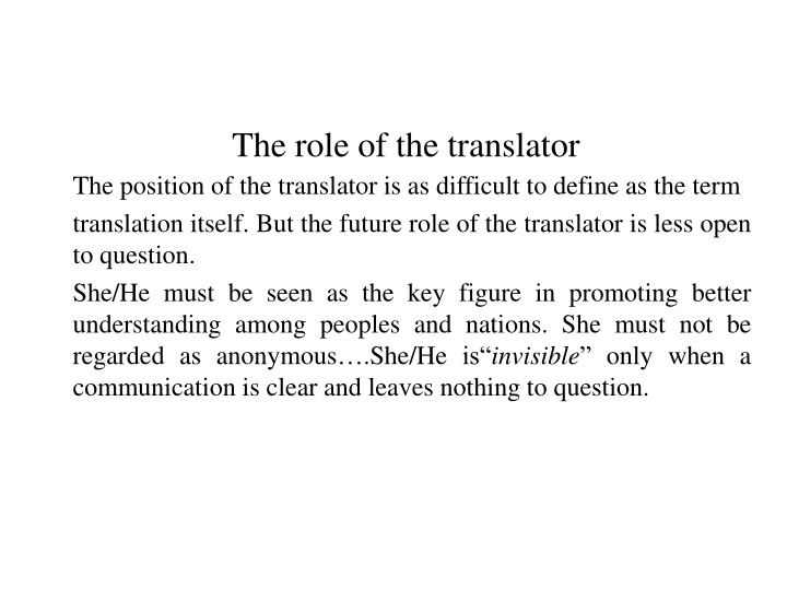 the role of the translator the position