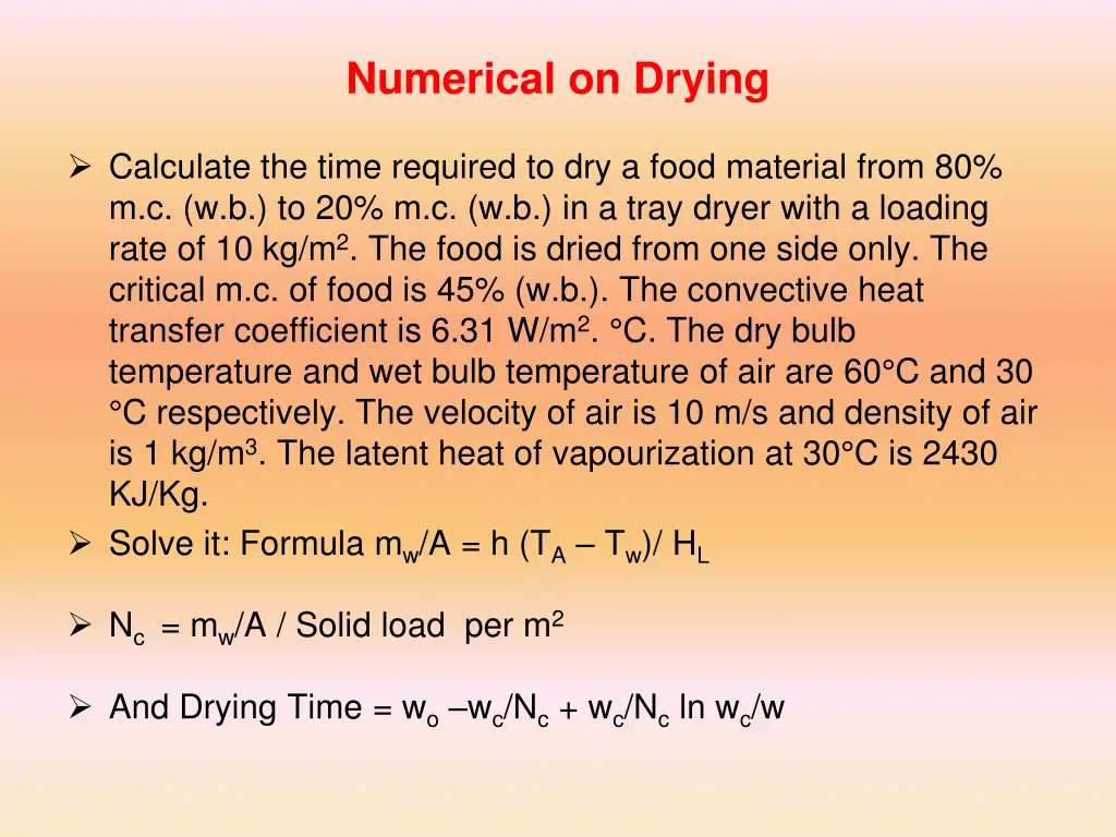 numerical on drying