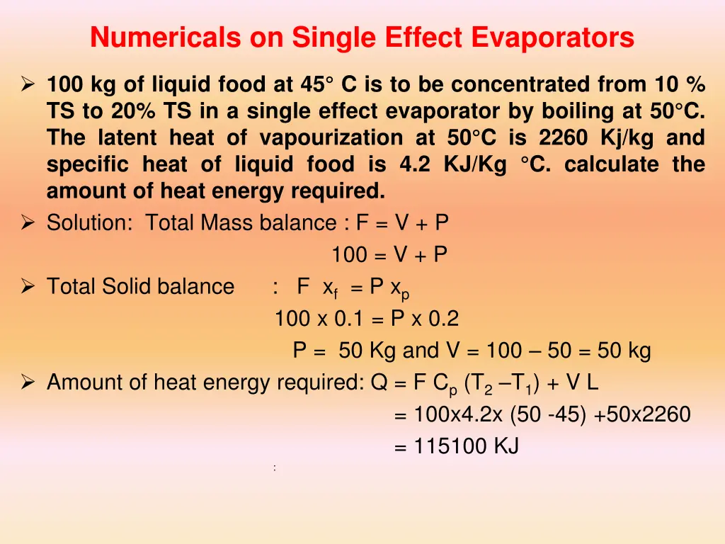 numericals on single effect evaporators