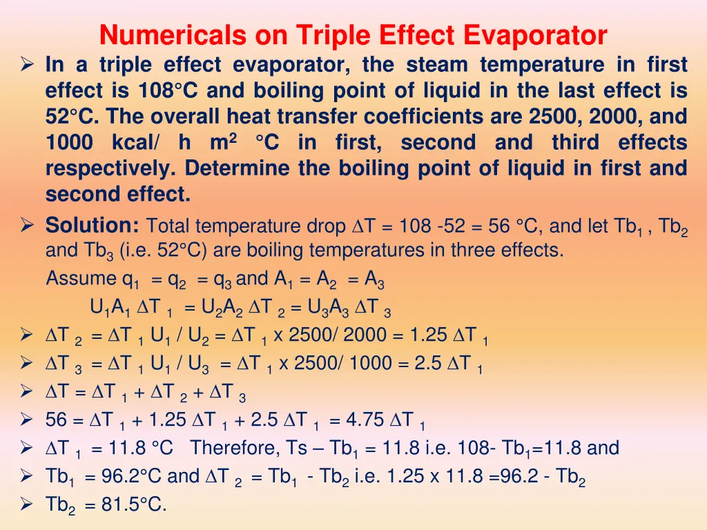 numericals on triple effect evaporator