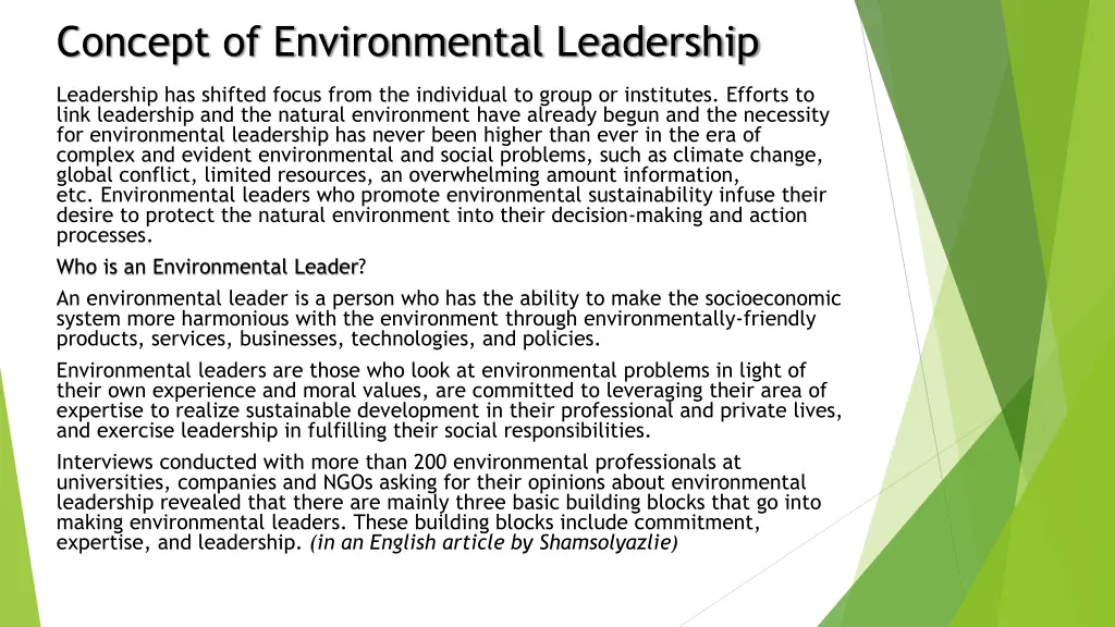 concept of environmental leadership