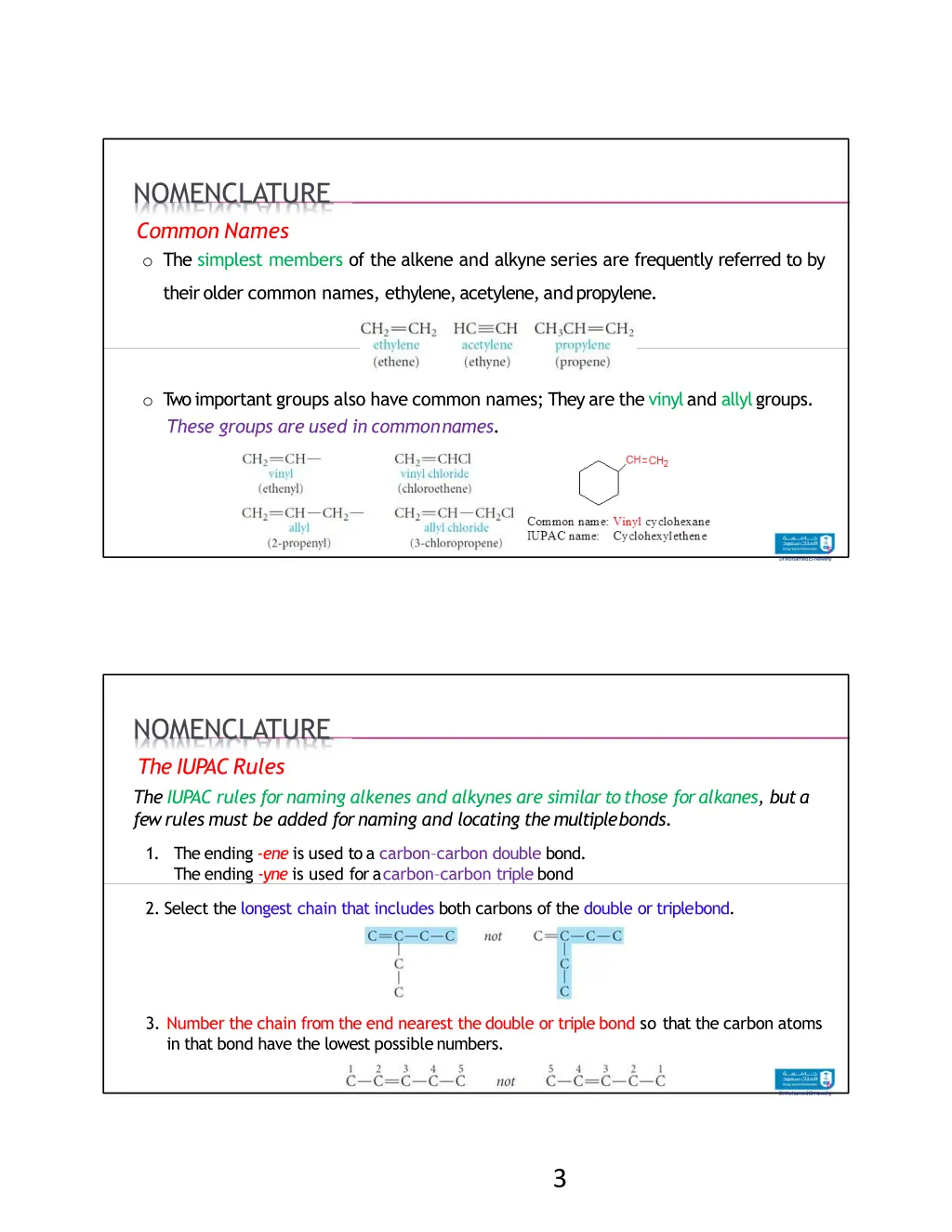 nomenclature common names o the simplest members