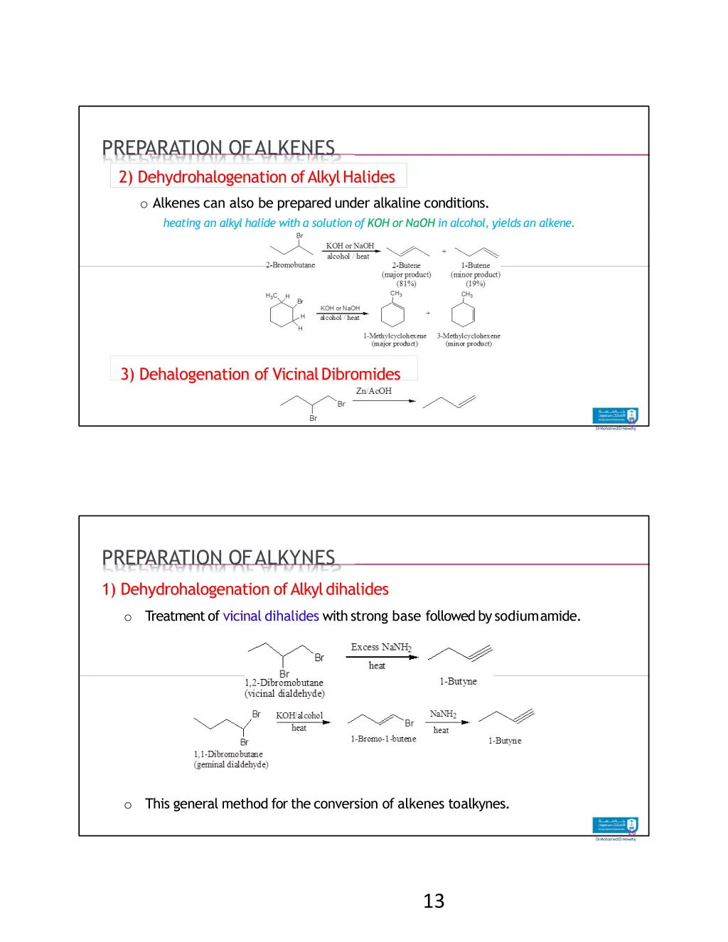 preparation of alkenes 2 dehydrohalogenation