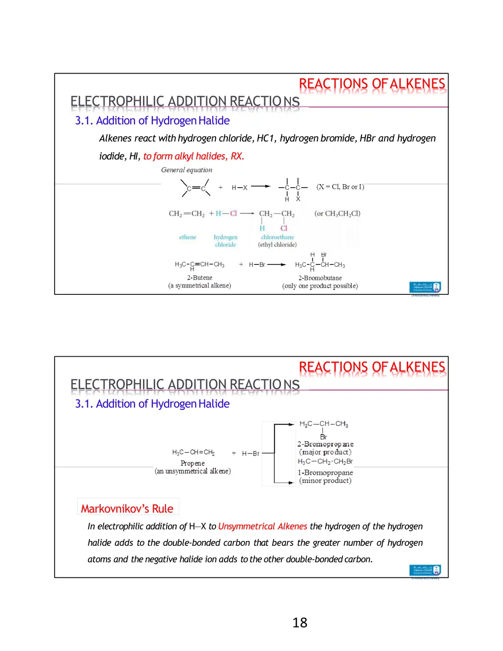 reactions of alkenes 2