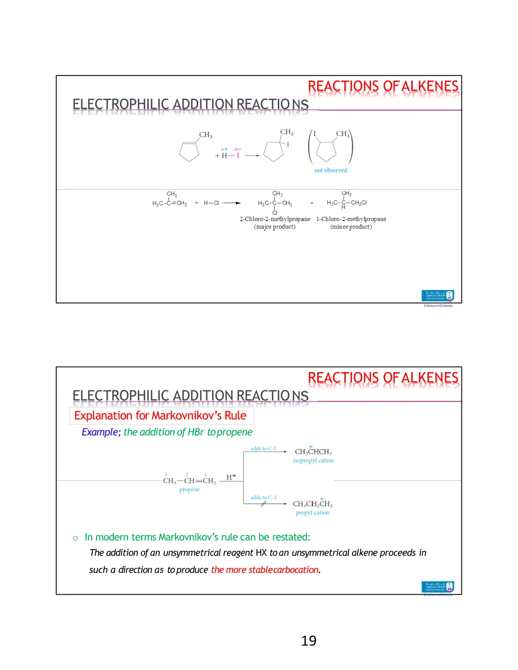 reactions of alkenes 3