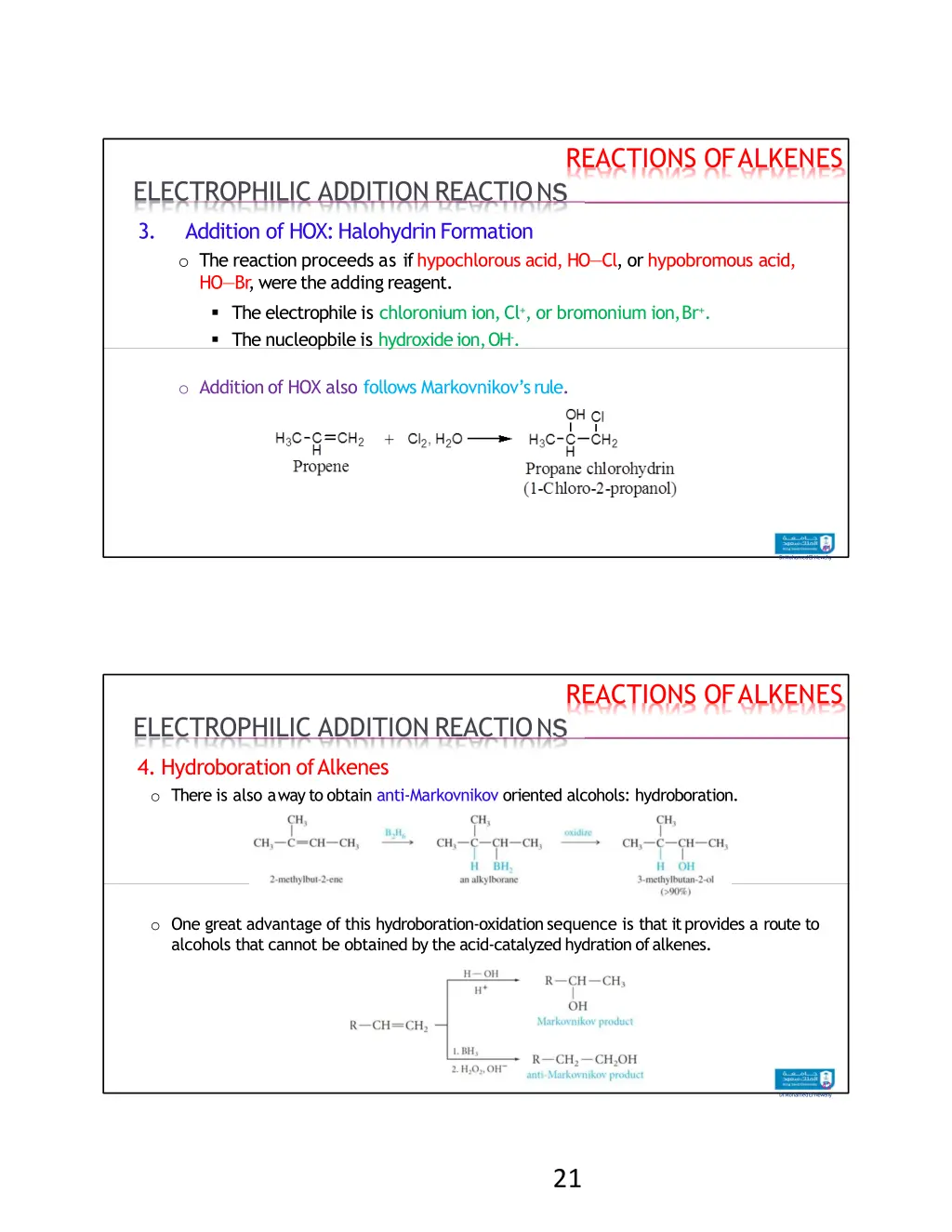 reactions of alkenes 5