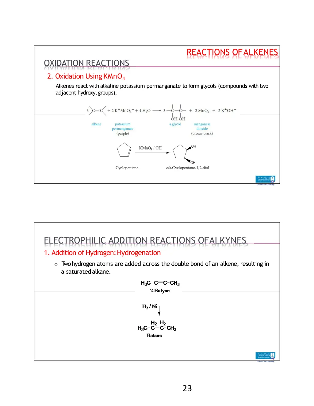 reactions of alkenes 7