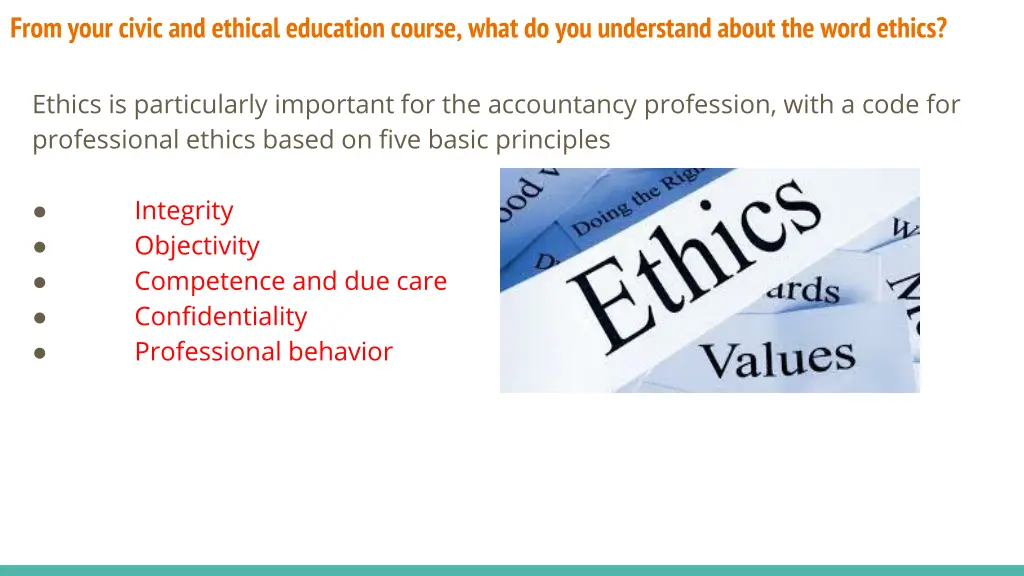 from your civic and ethical education course what