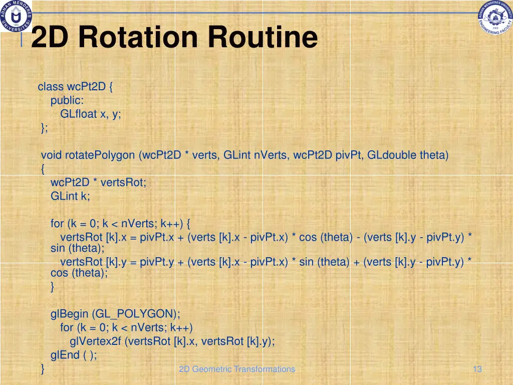 2d rotation routine