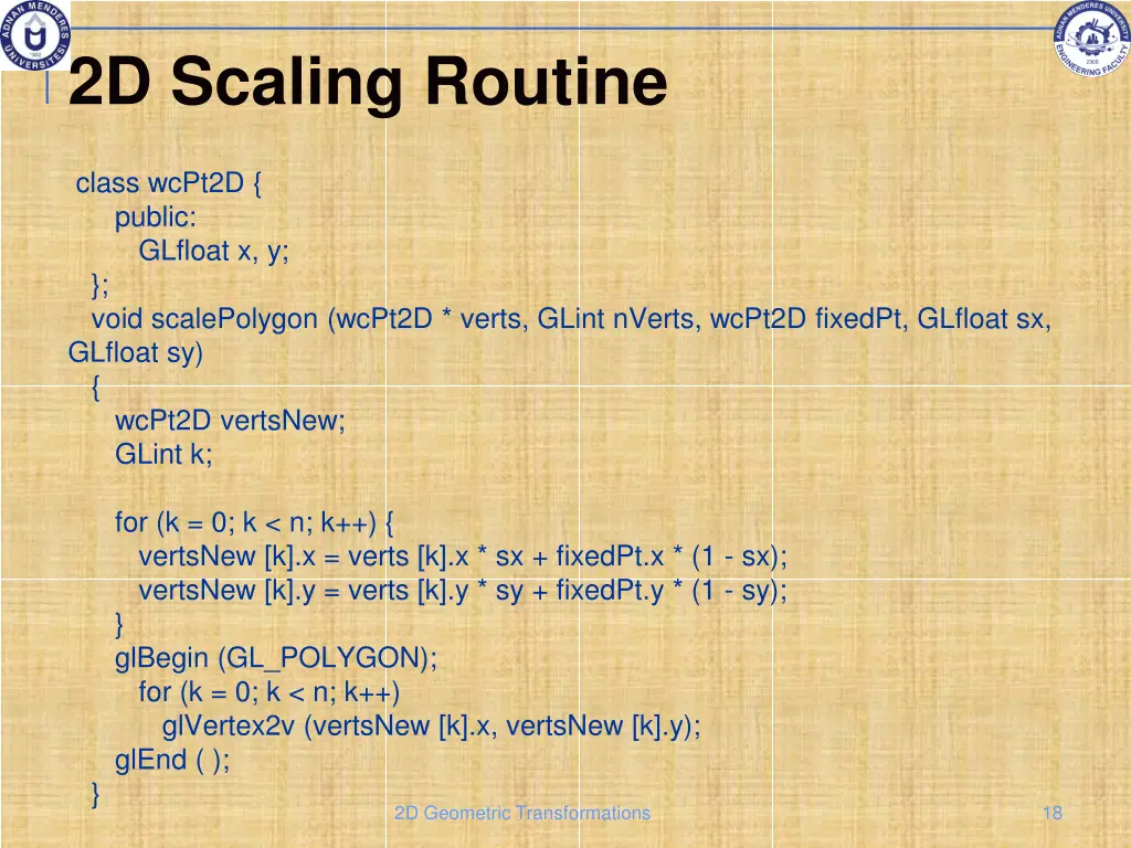 2d scaling routine