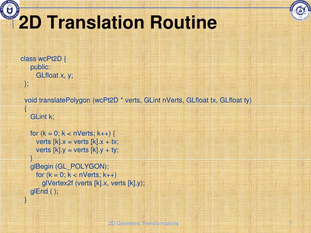 2d translation routine