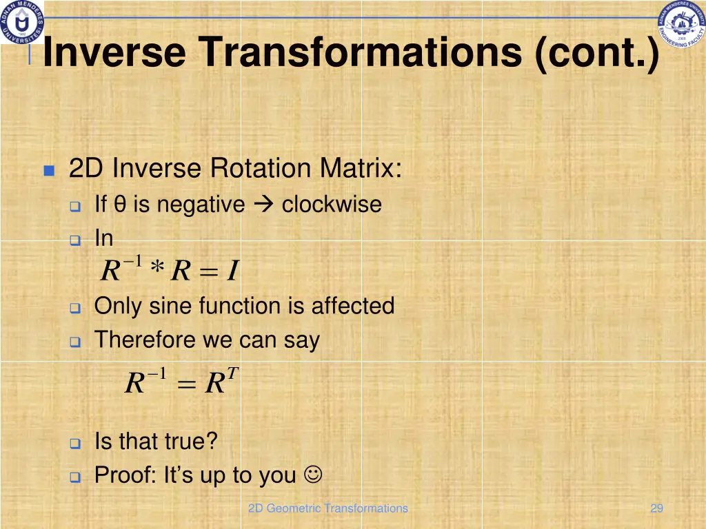 inverse transformations cont 1