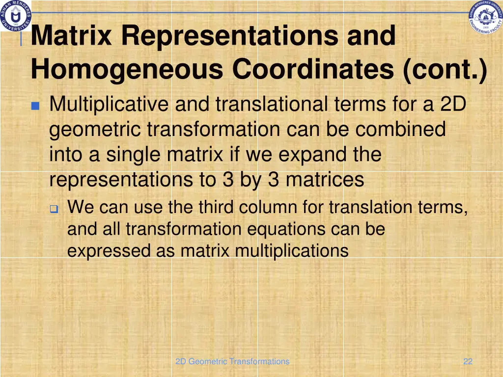 matrix representations and homogeneous 3