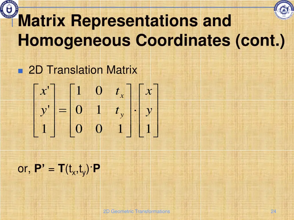 matrix representations and homogeneous 5