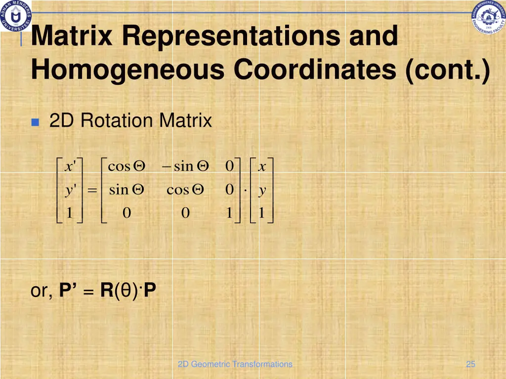 matrix representations and homogeneous 6