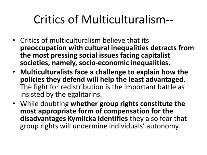 critics of multiculturalism