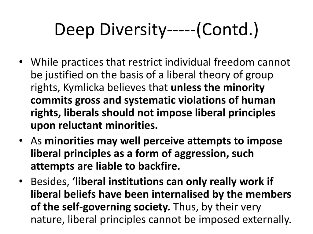 deep diversity contd