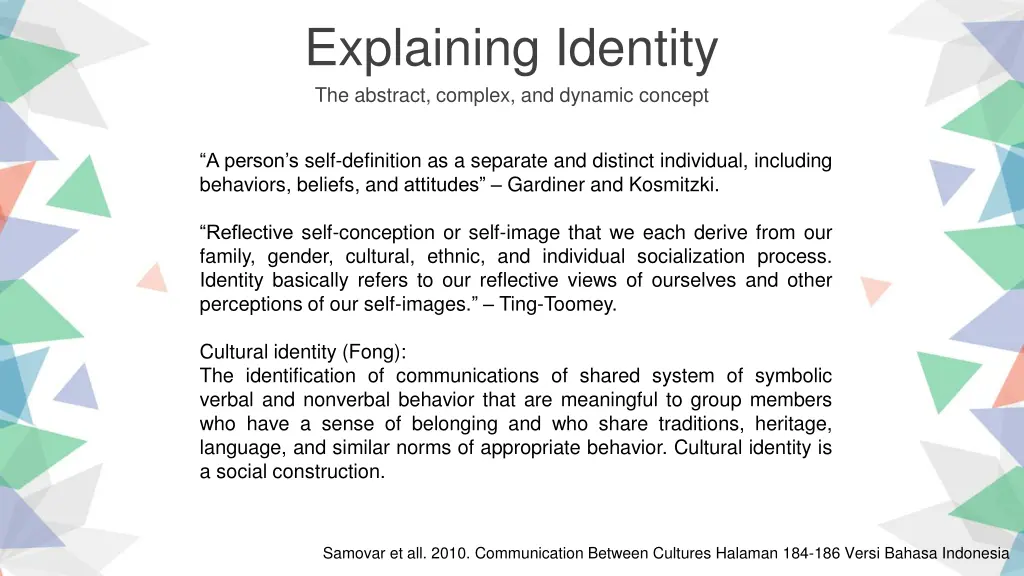 explaining identity the abstract complex