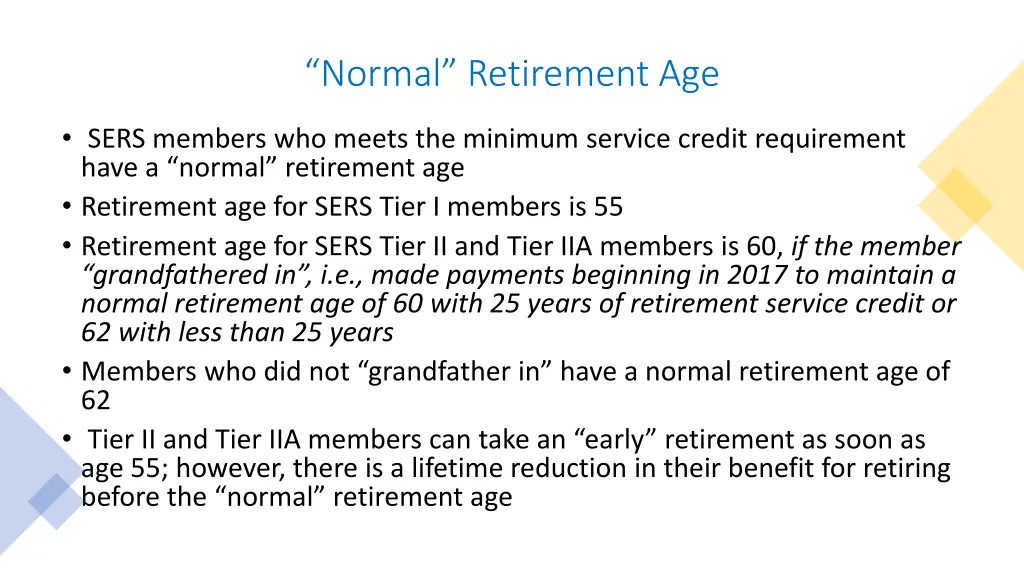 normal retirement age