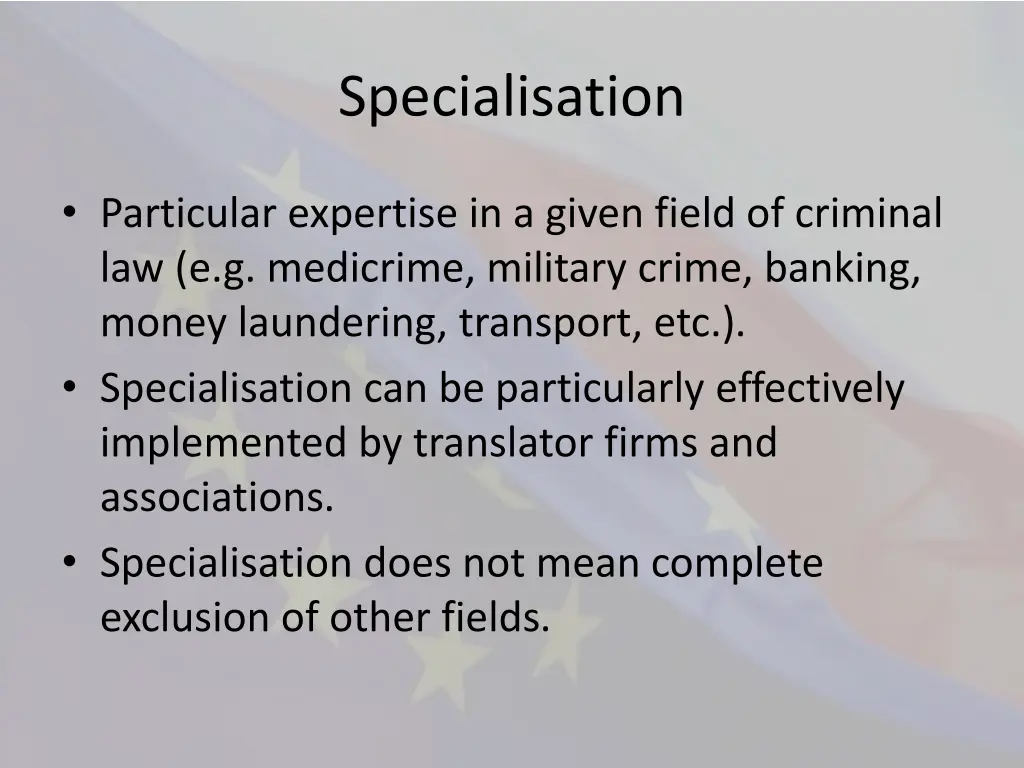 specialisation 1