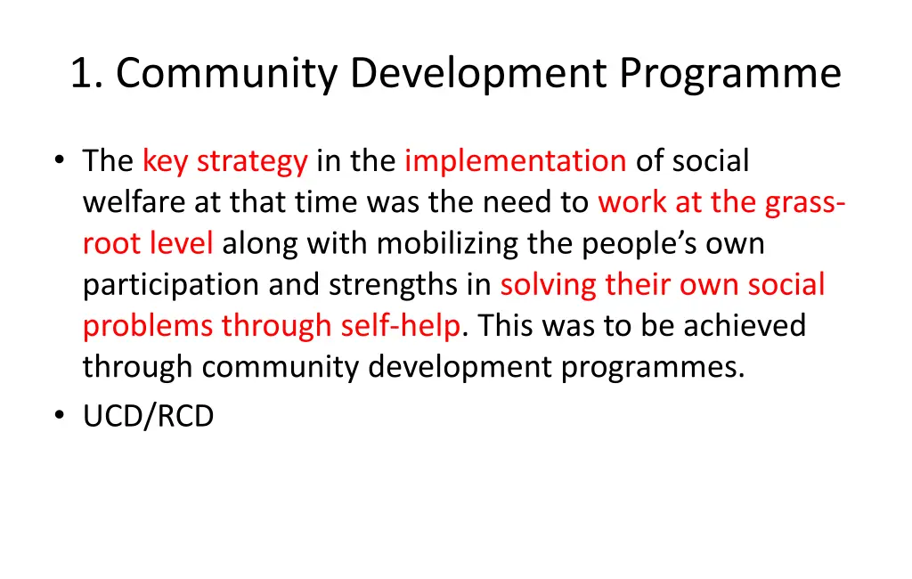 1 community development programme