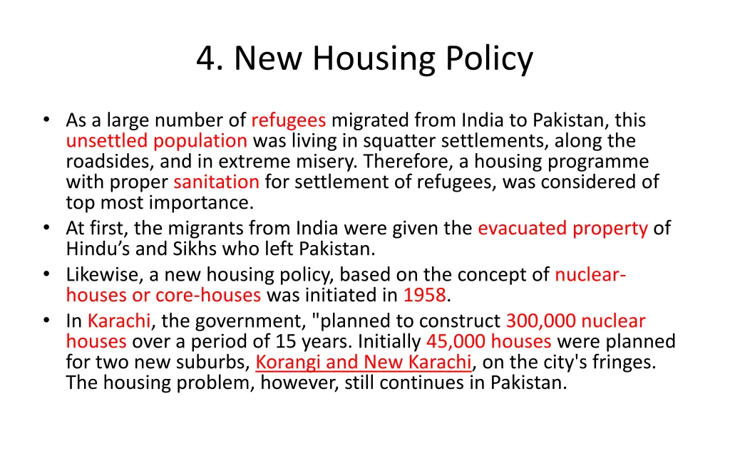 4 new housing policy