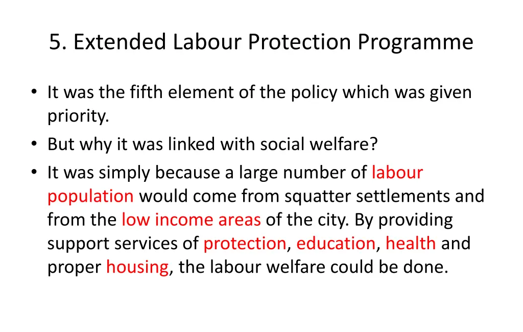 5 extended labour protection programme