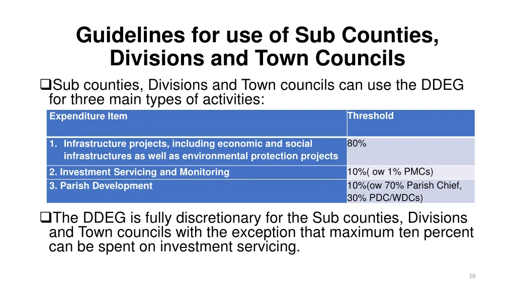 guidelines for use of sub counties divisions