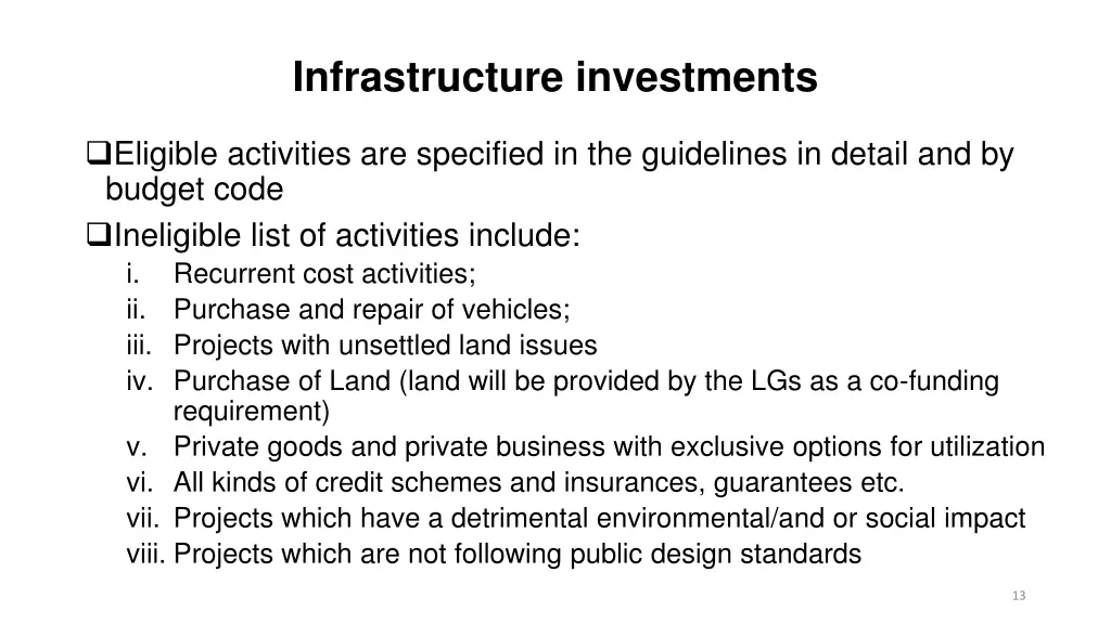 infrastructure investments