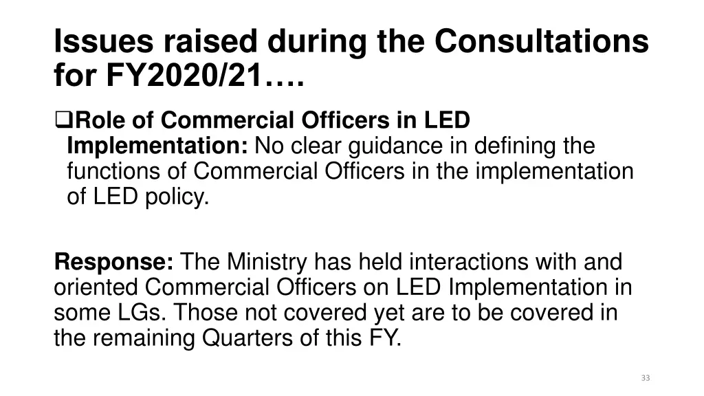 issues raised during the consultations for fy2020 3