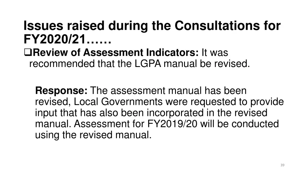 issues raised during the consultations for fy2020 9