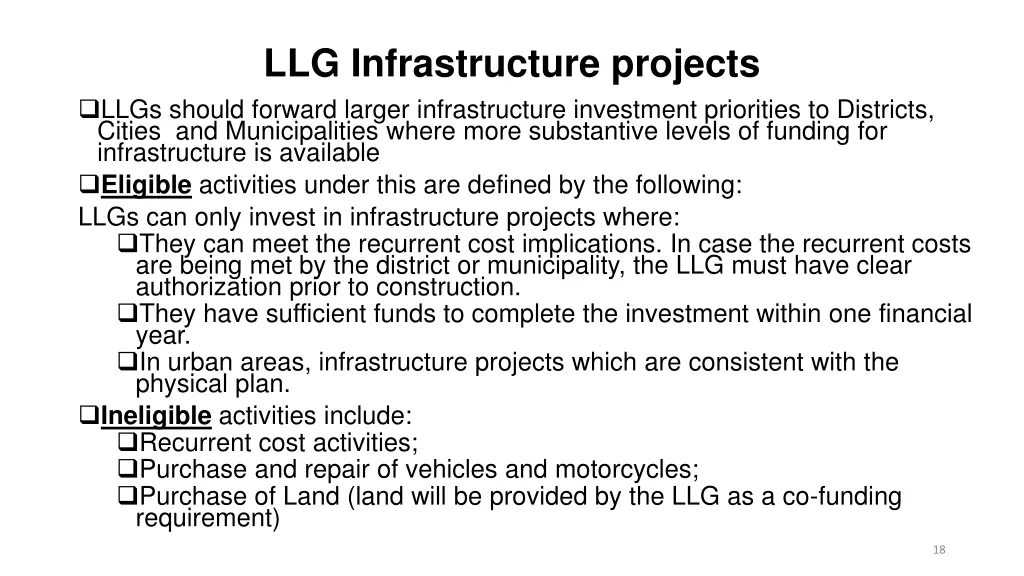 llg infrastructure projects llgs should forward