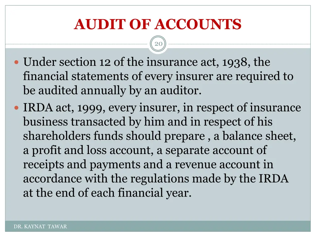 audit of accounts