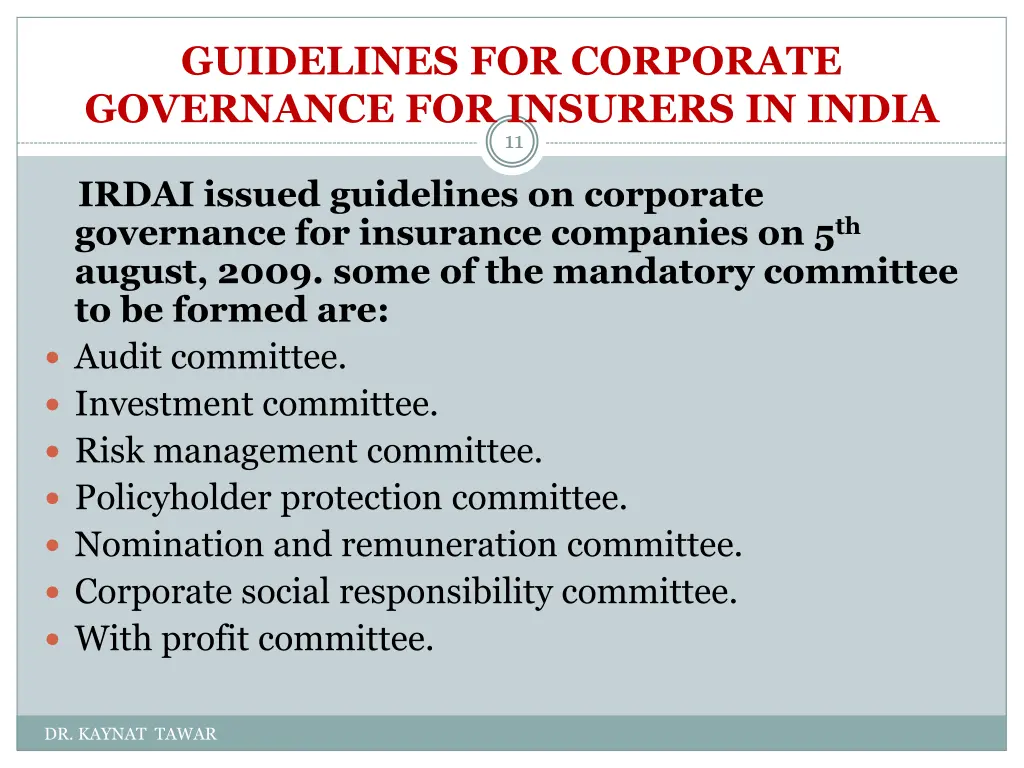 guidelines for corporate governance for insurers